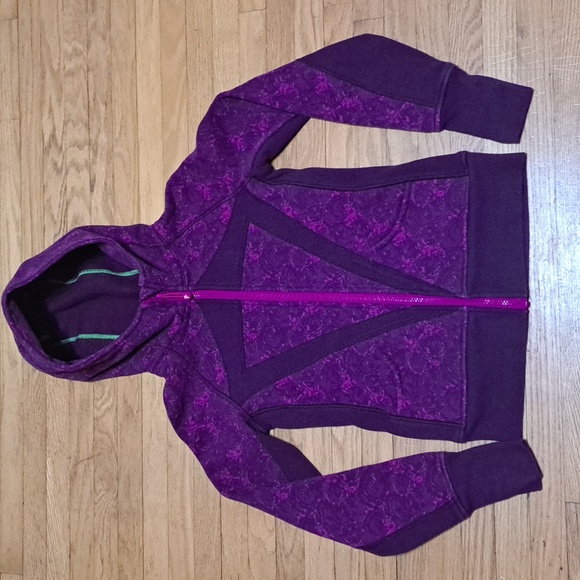 IVIVVA by Lululemon - Maroon Hooded Zip Up Sweater - Size 12 Girl - Picture 1 of 5